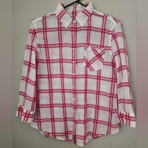 Banana Republic Red and White Plaid Button Down Shirt